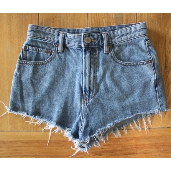 BDG Urban Outfitters Frayed Hem Cheeky Super High Rise Jean Shorts 27 4 - Picture 2 of 9